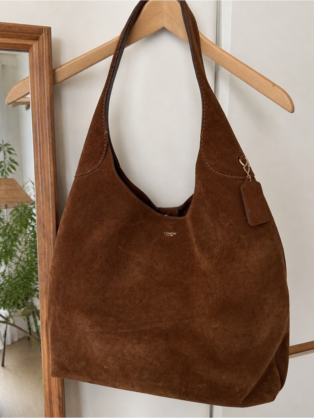 Coach Chestnut Brown Suede Hobo Shoulder Bag